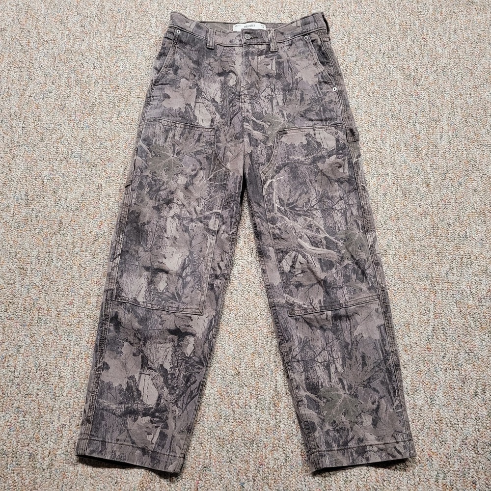 Hollister Baggy Pants Mens 28x30 Camo Double Knee Camouflage Y2K Hunting Outdoor